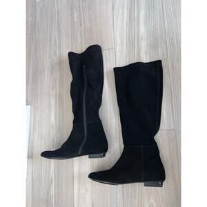 DELMAN Black Suede Flat Boots with Zipper size 5